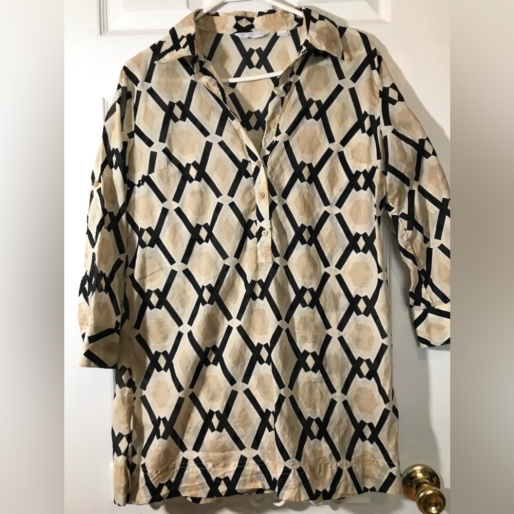 New York & company tunic style long shirt sheer cover up size Large Preowned